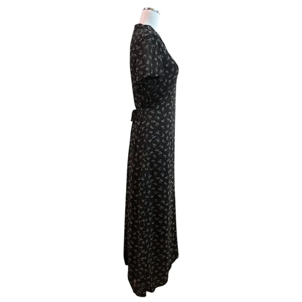 Vtg Dark Academia Ditzy Floral Maxi Dress Sz 8 Button Front Collared Cottagecore - Picture 9 of 15